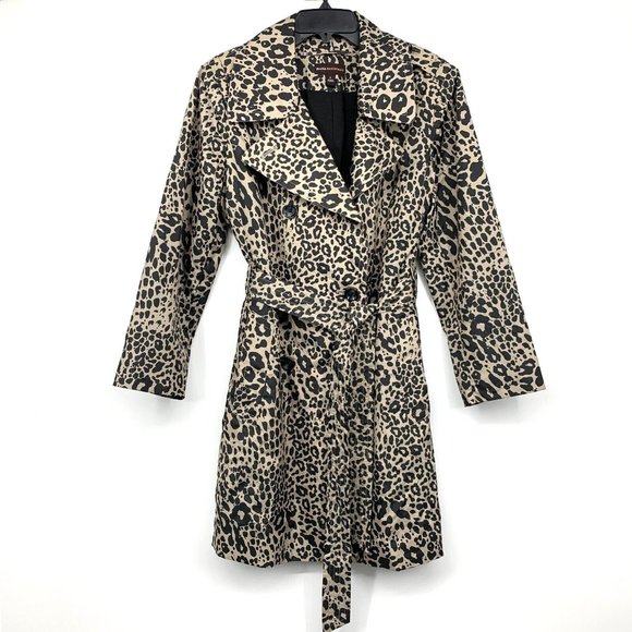Dana Buchman Jackets & Blazers - Dana Buchman Trench Coat Leopard Print Double Breasted Jacket